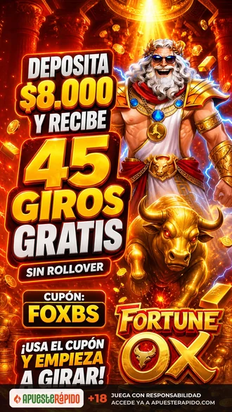 Deposita $8.000 y recibe 45 giros gratis en Fortune Ox